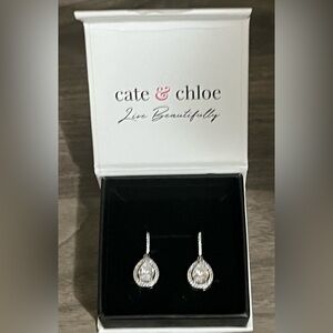 Cate & Chloe “Isabel” Silver Sparkling Tear Drop Earrings